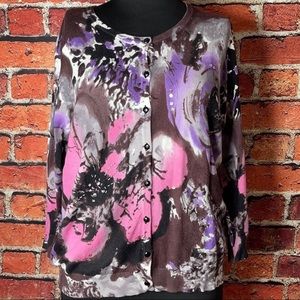 Cardigan Sweater 3/4 Length sleeves Size XL with sequins detail